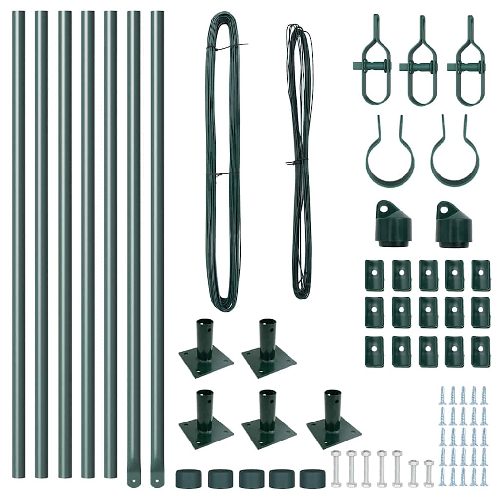 Pali per Recinzione 7 pcs Verde Ø32mm 50 cm Acciaio zincato 42004282