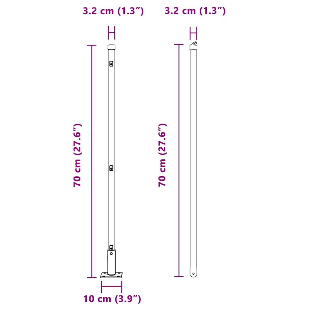 vidaXL Pali per Recinzione 13 pcs Verde Ø32mm 70 cm Acciaio zincato