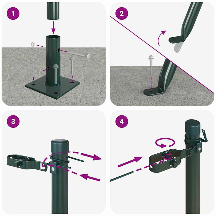 Pali per Recinzione 7 pcs Verde Ø32mm 90 cm Acciaio zincato 42004286