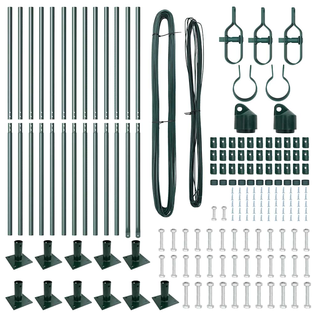 Pali per Recinzione 13 pcs Verde Ø32mm 150 cm Acciaio zincato 42004293