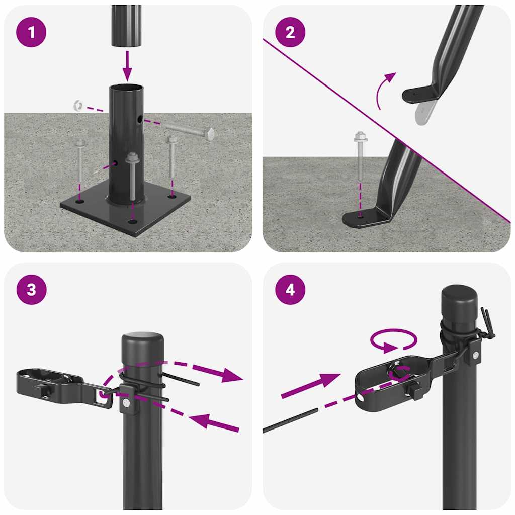 Pali per Recinzione 7 pcs Grigio Ø32mm 110 cm Acciaio zincato 42004304