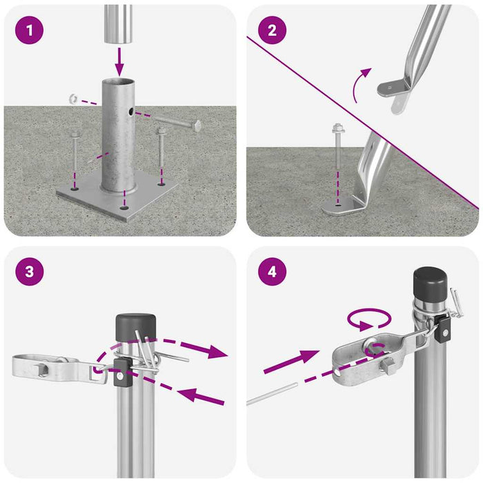 Pali per Recinzione 7 pcs Argento Ø32mm 110 cm Acciaio zincato 42004320