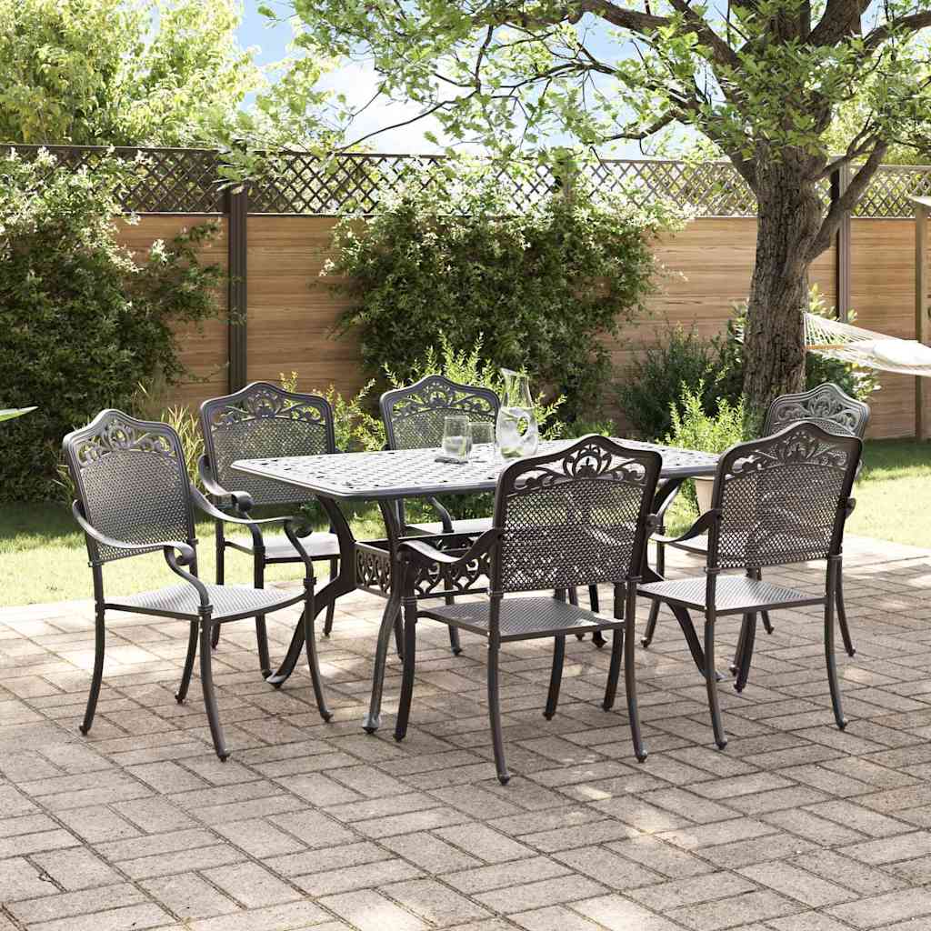 Set da Pranzo per Giardino 7 pcs Nero Alluminio 3334665