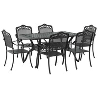 Set da Pranzo per Giardino 7 pcs Nero Alluminio 3334665