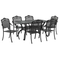 Set da Pranzo per Giardino 7 pcs Nero Alluminio 3334665