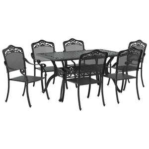 Set da Pranzo per Giardino 7 pcs Nero Alluminio 3334665