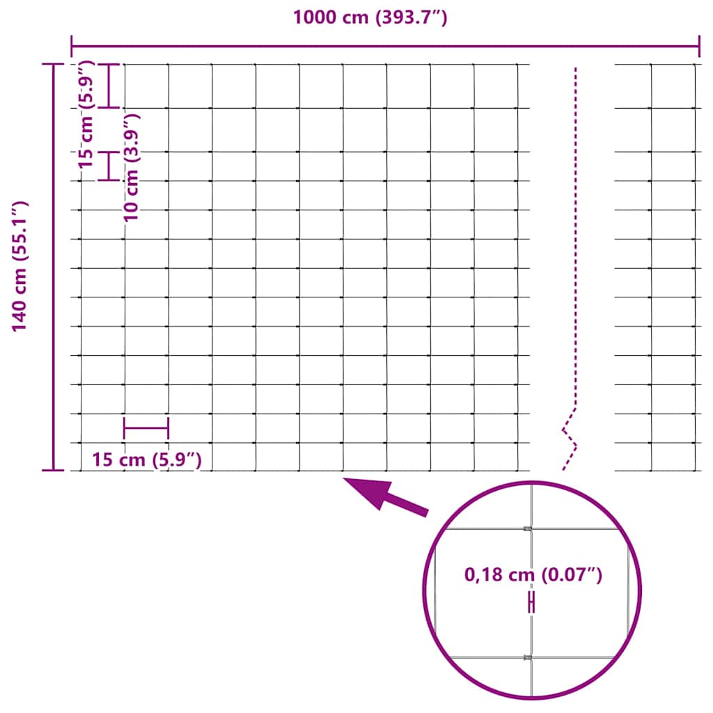 Recinzione da campo Grigio 1.4 x 10 m Acciaio 42005789