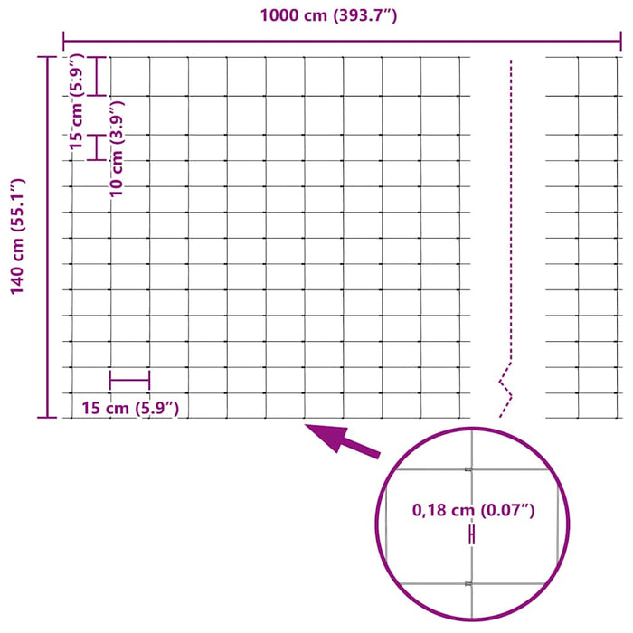 Recinzione da campo Grigio 1.4 x 10 m Acciaio 42005789