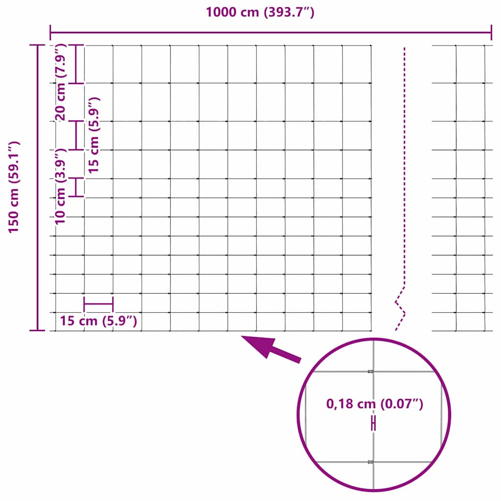 Recinzione da campo Grigio 1.5 x 10 m Acciaio 42005791
