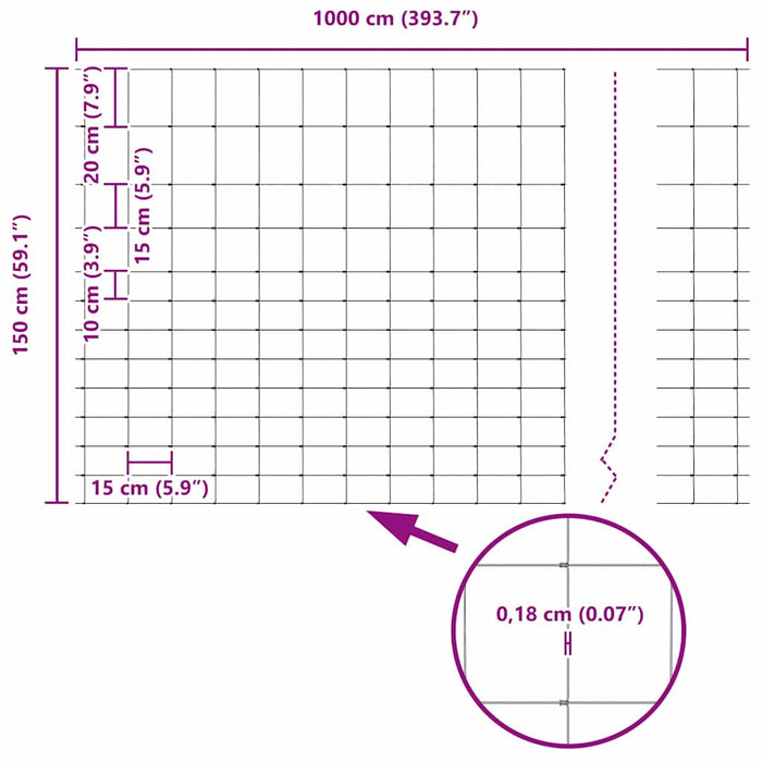Recinzione da campo Grigio 1.5 x 10 m Acciaio 42005791