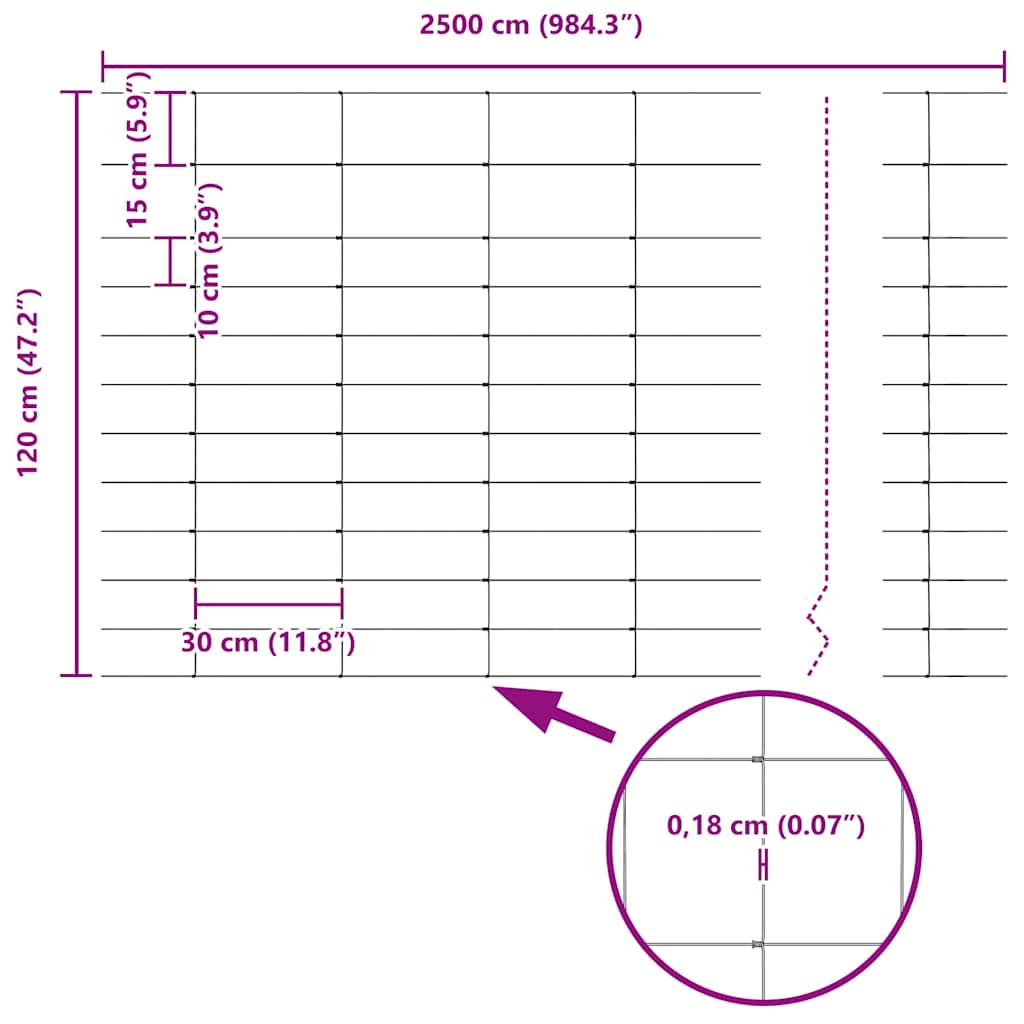 Recinzione da campo Argento 25 x 1,2 m Acciaio zincato 42005812