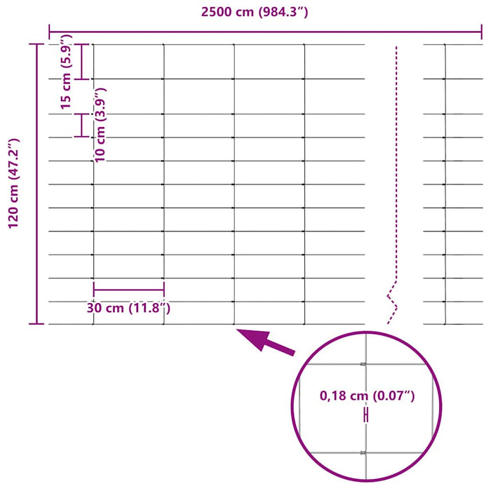 Recinzione da campo Argento 25 x 1,2 m Acciaio zincato 42005812