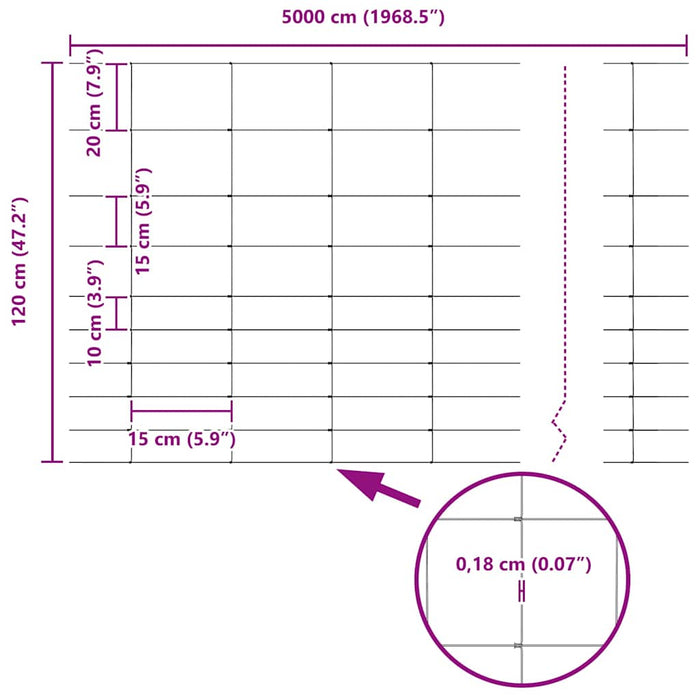 Recinzione da campo Argento 50 x 1.2 m Acciaio zincato 42005838