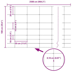 Recinzione da campo Argento 100 x 1 m Acciaio zincato 42005862