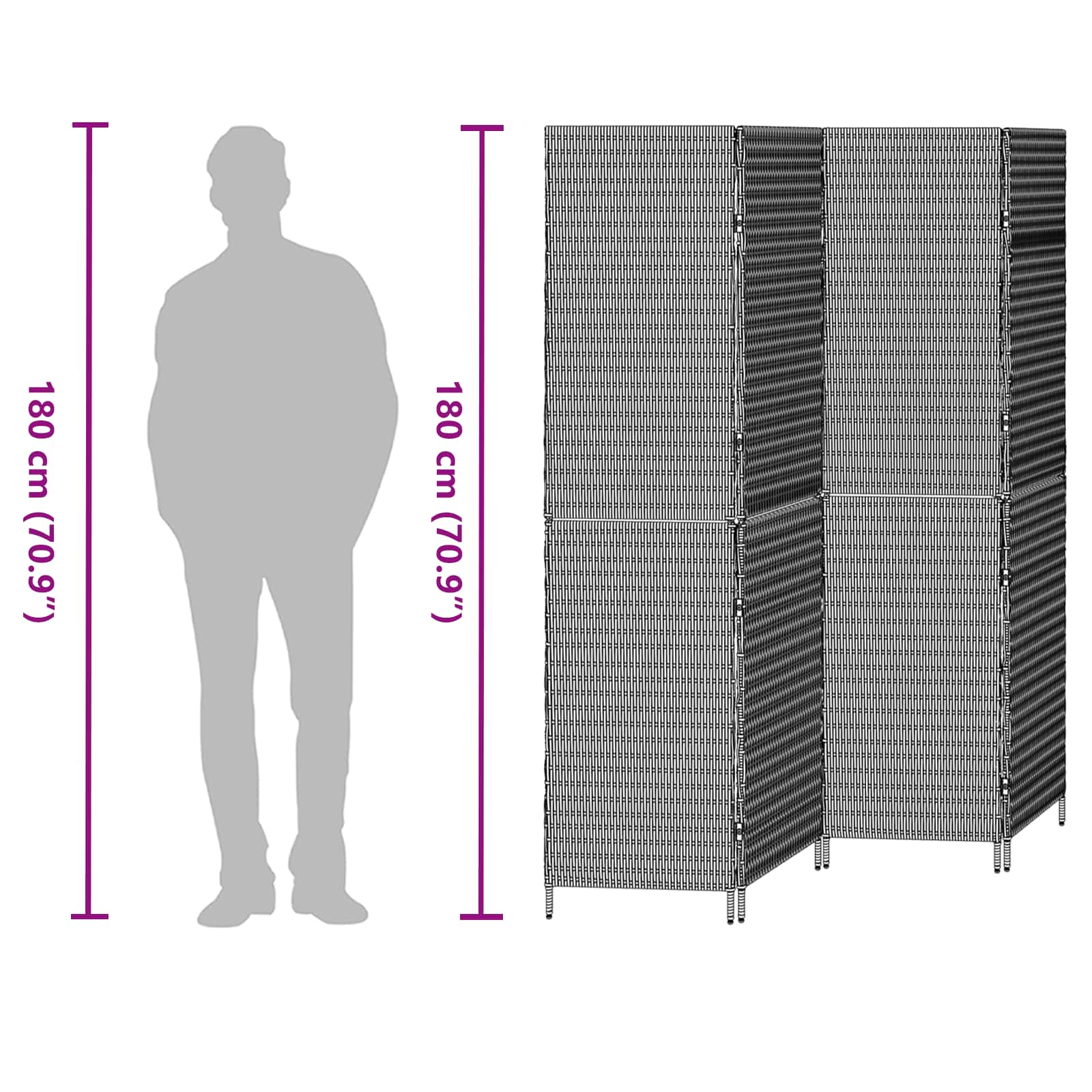 Divider per stanze Grigio 195 x 180 cm polyrattan 42003674