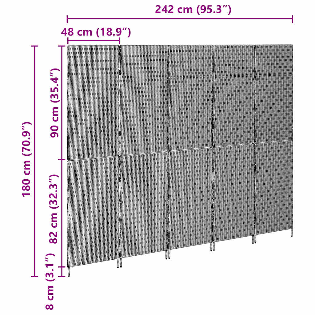 Divider per stanze Beige 242 x 180 cm polyrattan 42003676