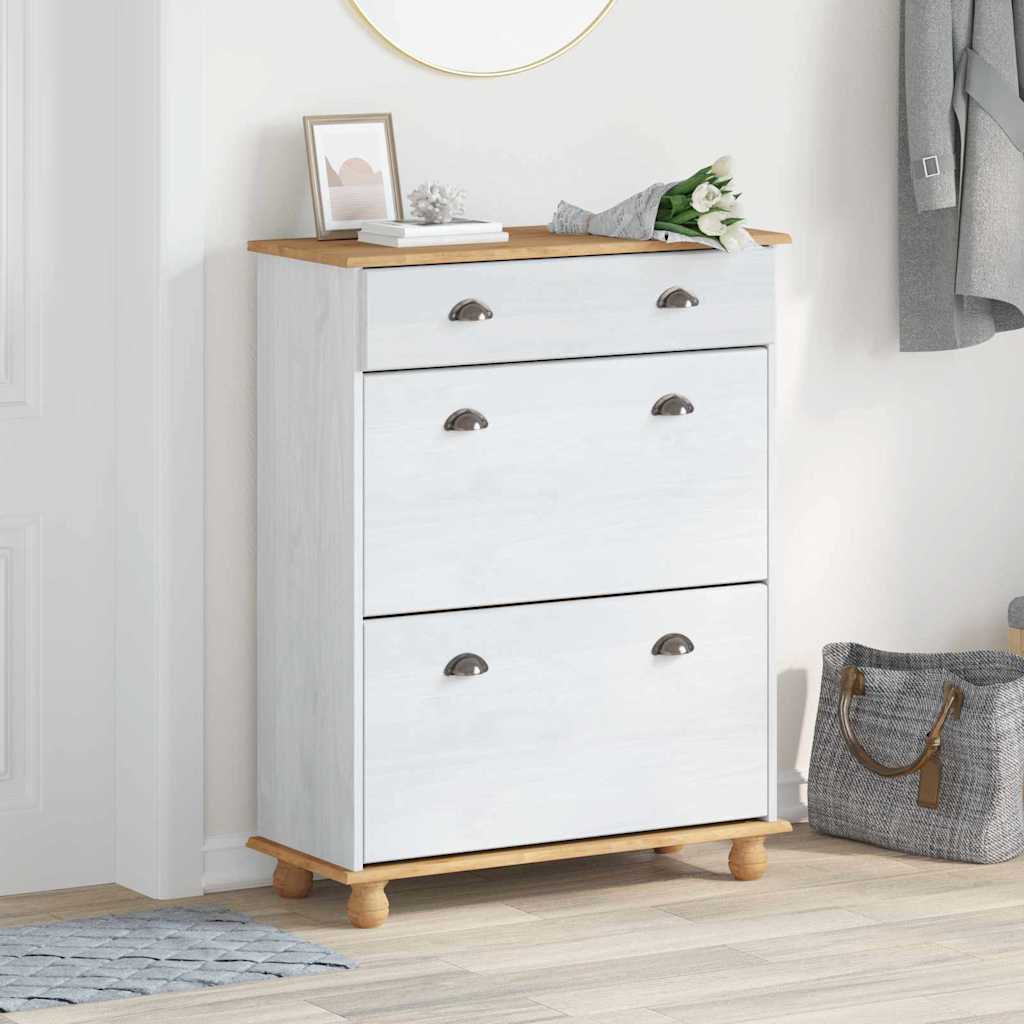 Armadio per scarpe  ASKIM Bianco 85x35x108 cm in legno massello di pino 4105438