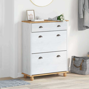 Armadio per scarpe  ASKIM Bianco 85x35x108 cm in legno massello di pino 4105438