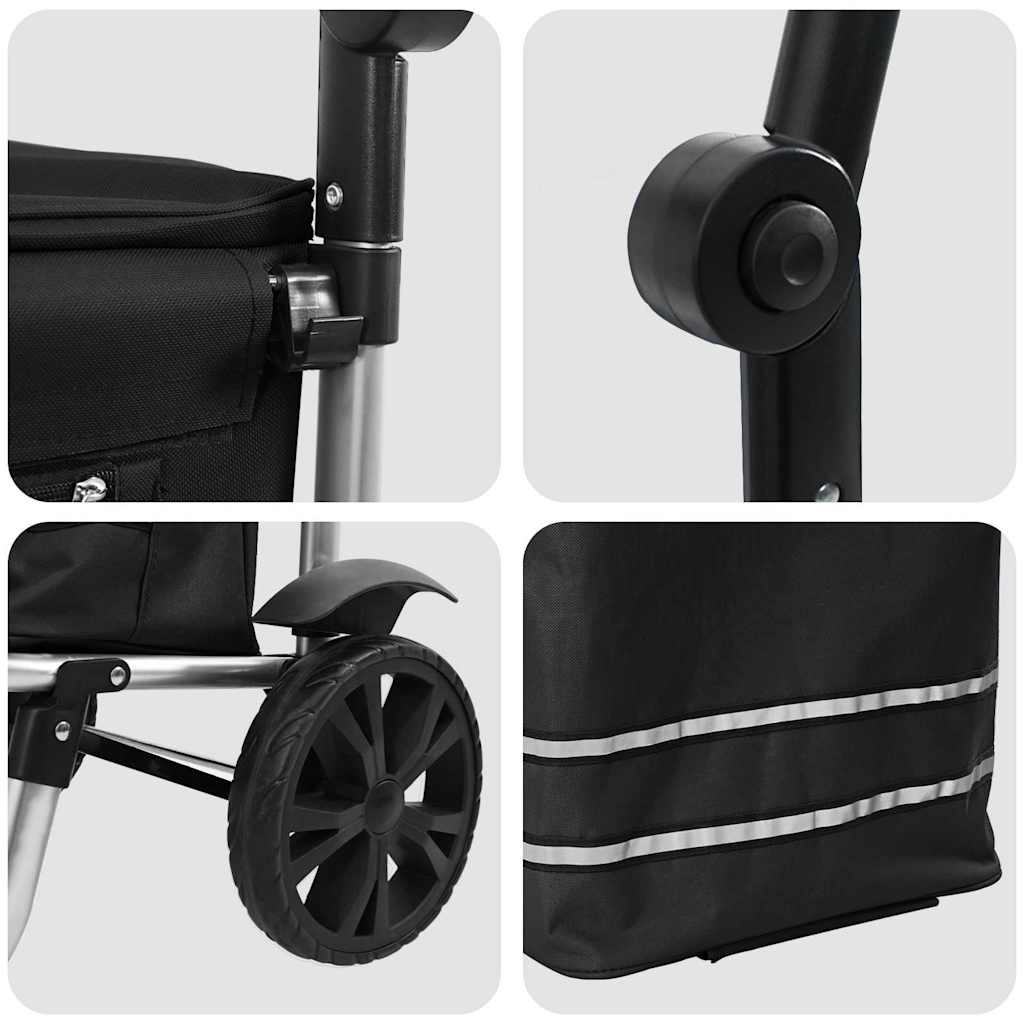 Carrello della spesa Nero 36.5 x 46.5 x 100.5 cm Tessuto Oxford 42002334