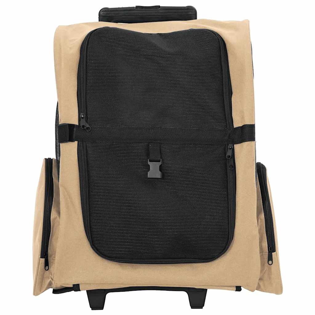 vidaXL Carrello per Animali 3 in 1 Design Sabbia 48x32x(57-106) cm Tessuto Oxford