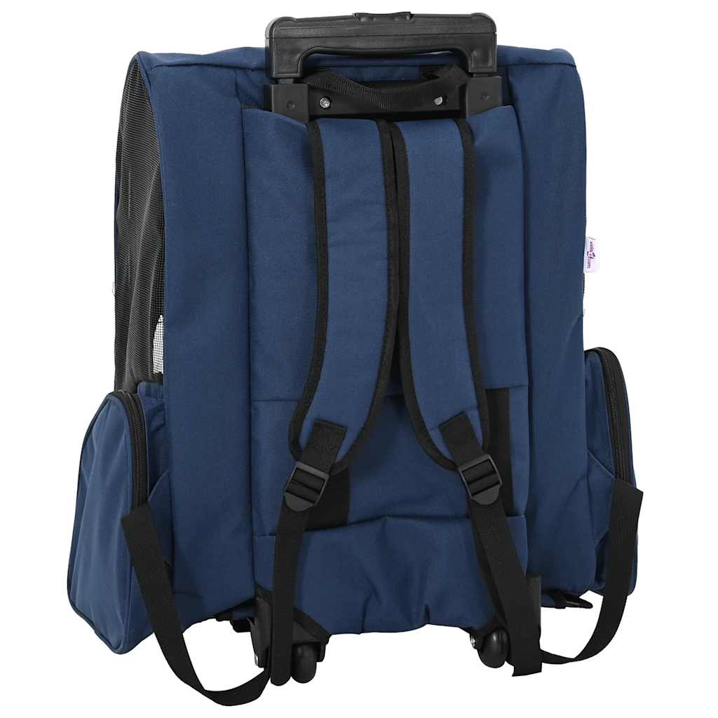 vidaXL Carrello per animali domestici 3 in 1 Design Blu 48x32x(57-106) cm Tessuto Oxford