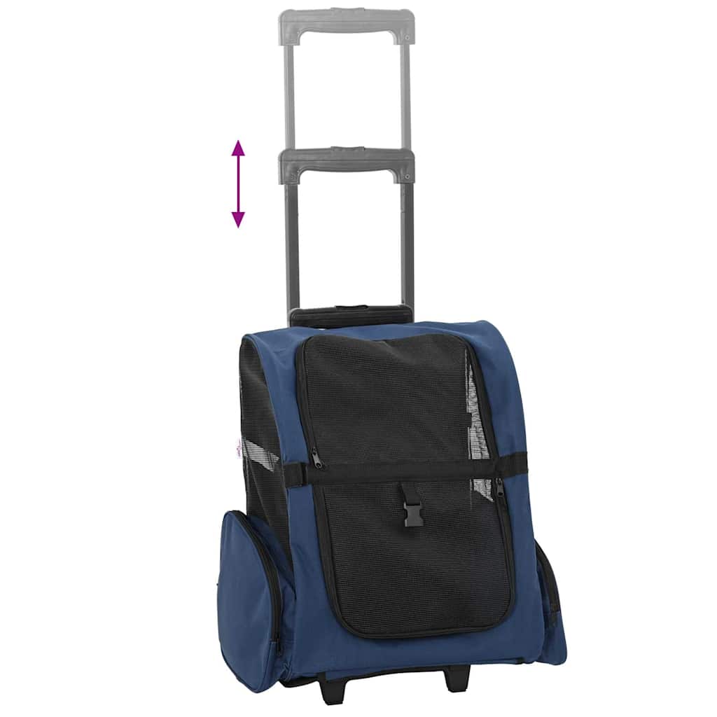 vidaXL Carrello per animali domestici 3 in 1 Design Blu 48x32x(57-106) cm Tessuto Oxford
