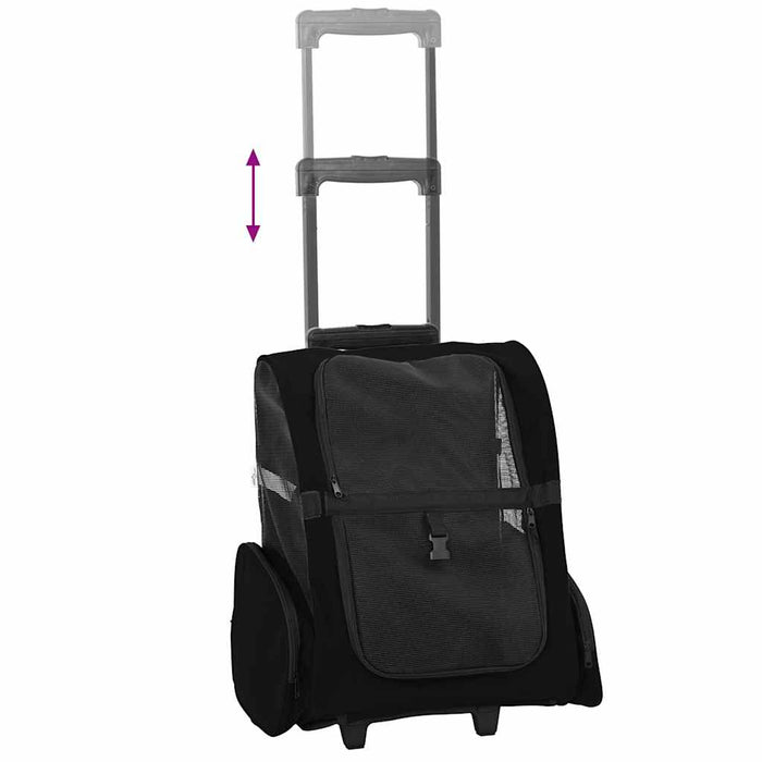 vidaXL Carrello per Animali 3 in 1 Design Nero 48x32x(57-106) cm Tessuto Oxford