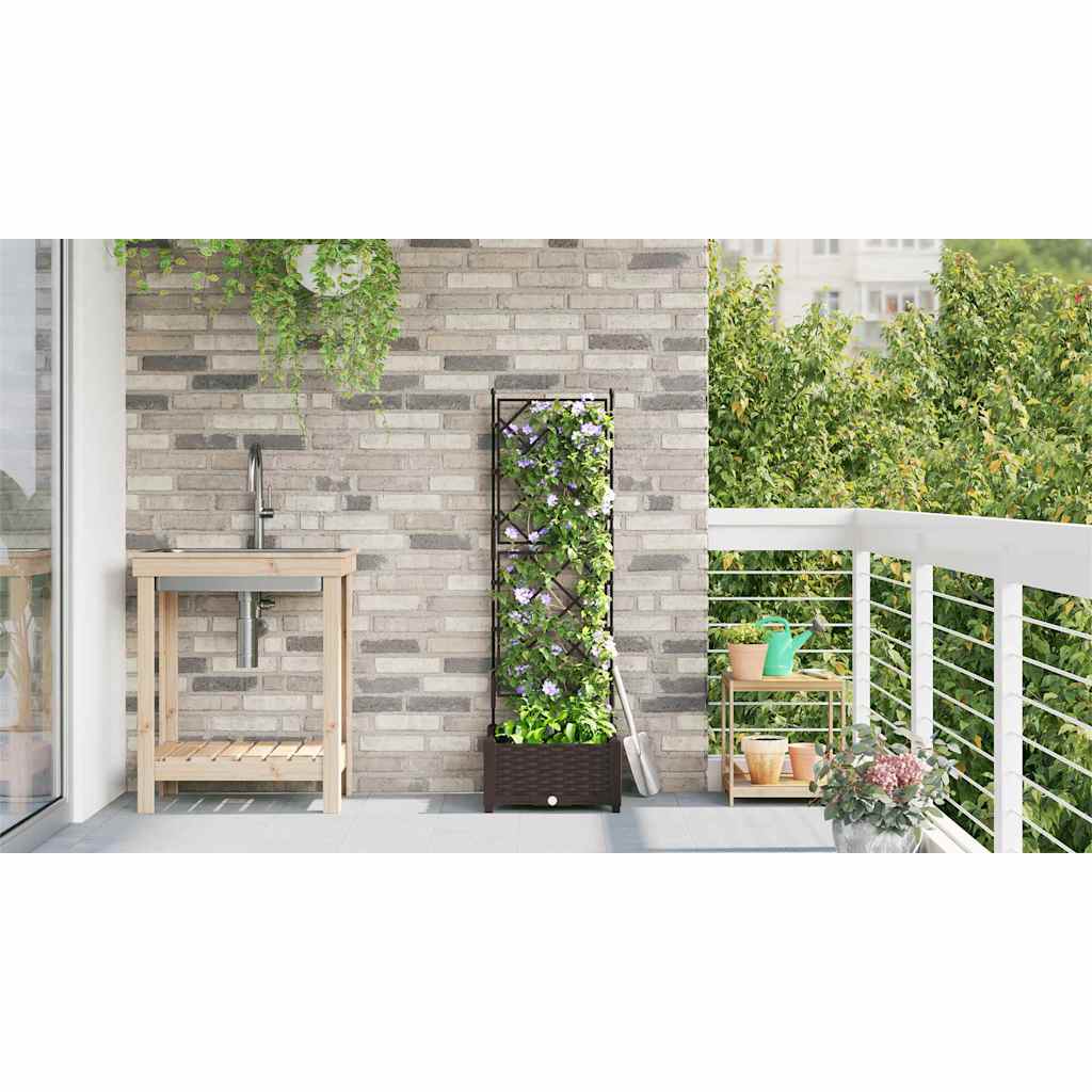 Vaso da Giardino con Trellis Marrone 40 x 40 x 125.5 cm PP 42002812