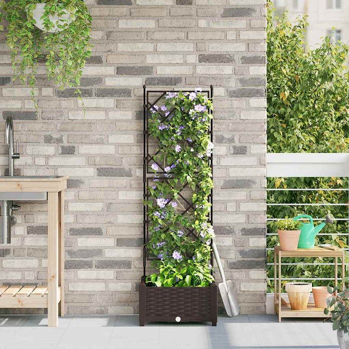 Vaso da Giardino con Trellis Marrone 40 x 40 x 125.5 cm PP 42002812