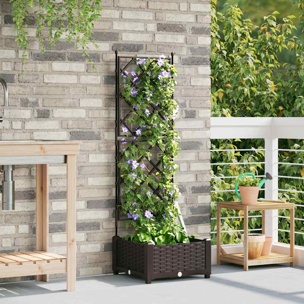 Vaso da Giardino con Trellis Marrone 40 x 40 x 125.5 cm PP 42002812