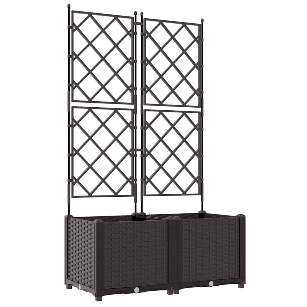 Vaso da Giardino con Trellis 2 pcs Marrone 80 x 40 x 143 cm PP 42002815