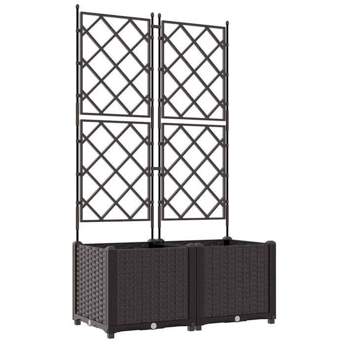 Vaso da Giardino con Trellis 2 pcs Marrone 80 x 40 x 143 cm PP 42002815
