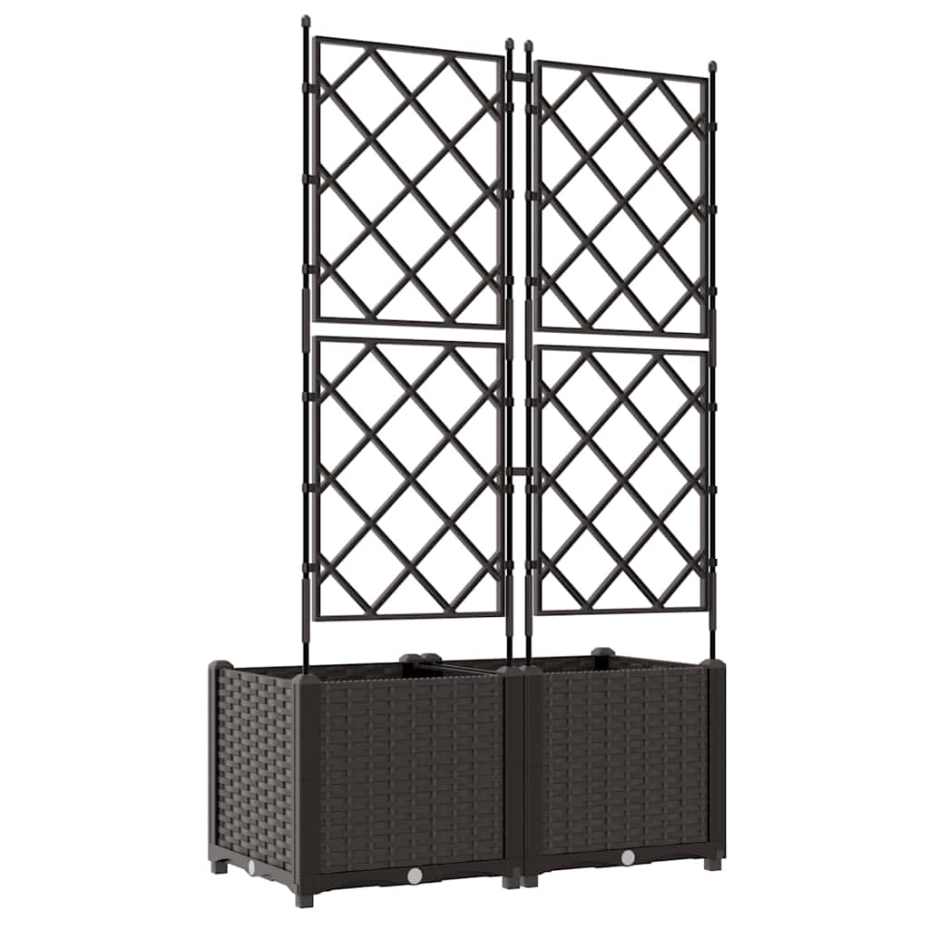 Vaso da Giardino con Trellis 2 pcs Marrone 80 x 40 x 143 cm PP 42002815
