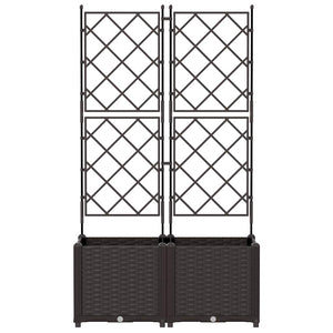Vaso da Giardino con Trellis 2 pcs Marrone 80 x 40 x 143 cm PP 42002815
