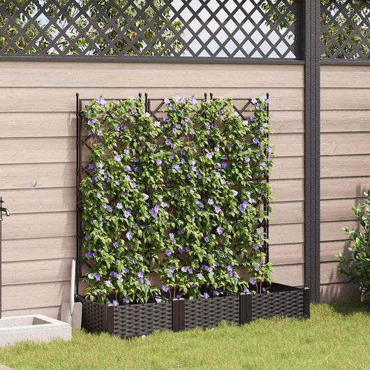 Vaso da giardino 3 pz-Set di 3 Fioriera da Esterno-Contenitore per Piante Marrone 120 x 40 x 125,5 cm Acciaio
