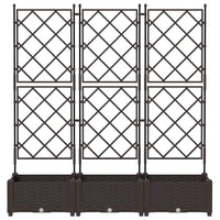 Vaso da giardino 3 pz-Set di 3 Fioriera da Esterno-Contenitore per Piante Marrone 120 x 40 x 125,5 cm Acciaio