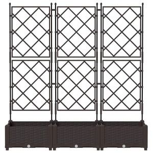 Vaso da giardino 3 pz-Set di 3 Fioriera da Esterno-Contenitore per Piante Marrone 120 x 40 x 125,5 cm Acciaio