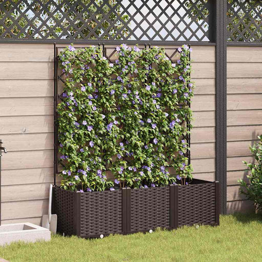 Vaso da giardino 3 pz-Set di 3 Fioriera da Esterno-Contenitore per Piante Marrone 120 x 40 x 143 cm Acciaio