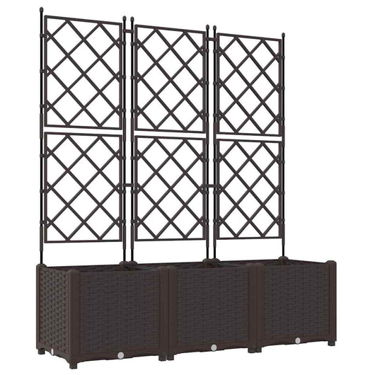 Vaso da giardino 3 pz-Set di 3 Fioriera da Esterno-Contenitore per Piante Marrone 120 x 40 x 143 cm Acciaio