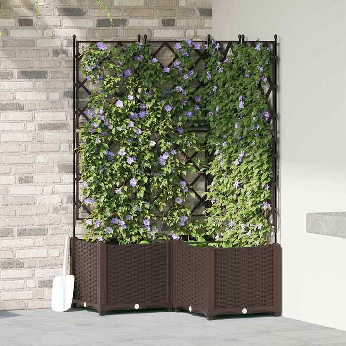 Vaso da Giardino con Trellis 3 pcs Marrone 80 x 80 x 143 cm PP 42002818