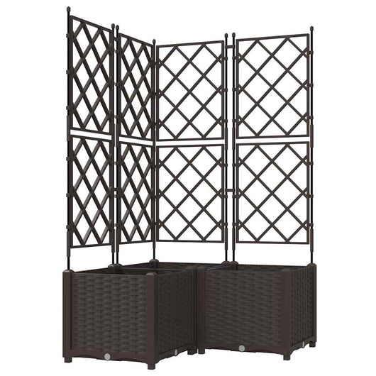 Vaso da giardino 3 pz-Set di 3 Fioriera da Esterno-Contenitore per Piante Marrone 80 x 80 x 143 cm Acciaio