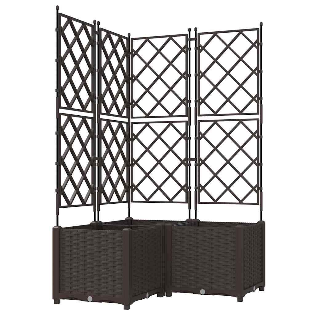 Vaso da Giardino con Trellis 3 pcs Marrone 80 x 80 x 143 cm PP 42002818