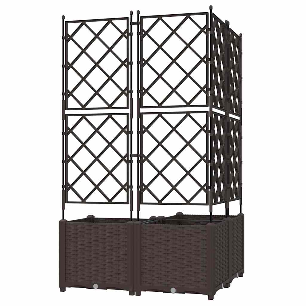 Vaso da Giardino con Trellis 3 pcs Marrone 80 x 80 x 143 cm PP 42002818