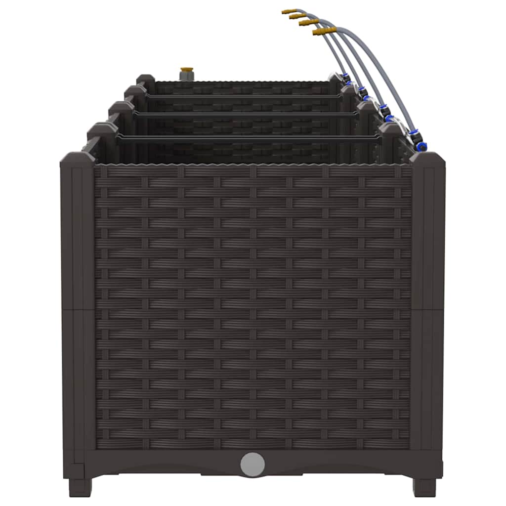 Vaso da giardino 4 pz-Set di 4 Fioriera da Esterno-Contenitore per Piante Marrone Acciaio 203796