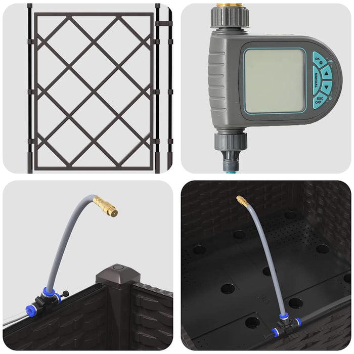 Vaso da giardino-Fioriera Esterno-Contenitore per Piante Marrone 40 x 40 x 126 cm Acciaio