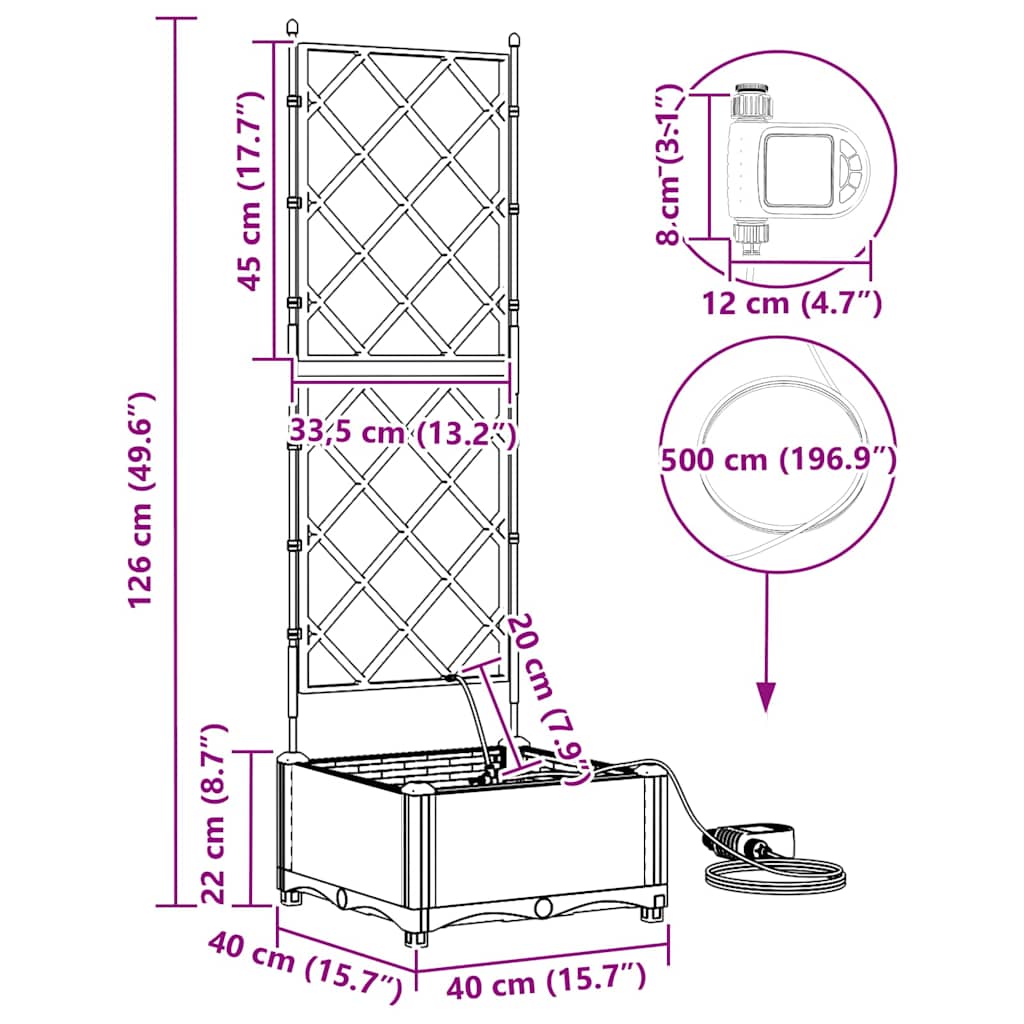 Vasi da giardino Marrone 40 x 40 x 126 cm Acciaio 42002825