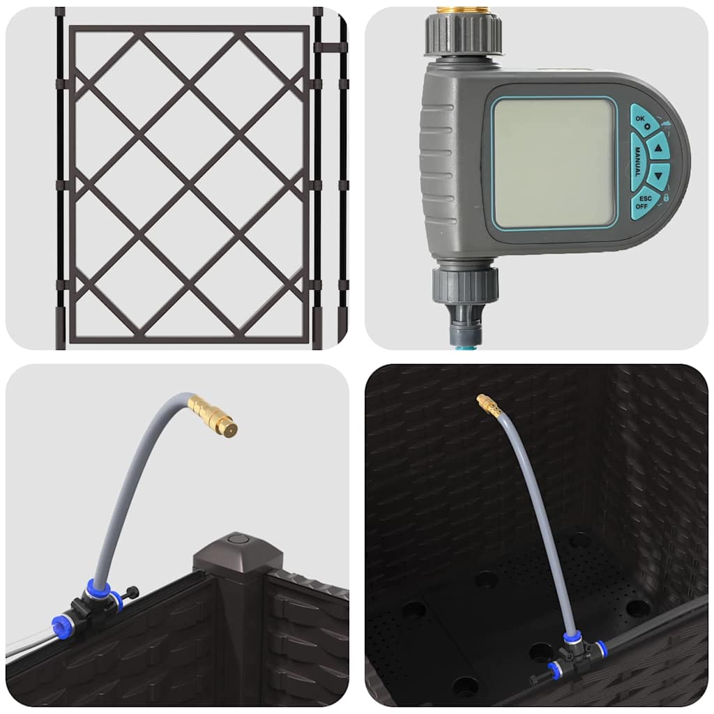 Vaso da giardino-Fioriera Esterno-Contenitore per Piante Marrone 40 x 40 x 142 cm Acciaio