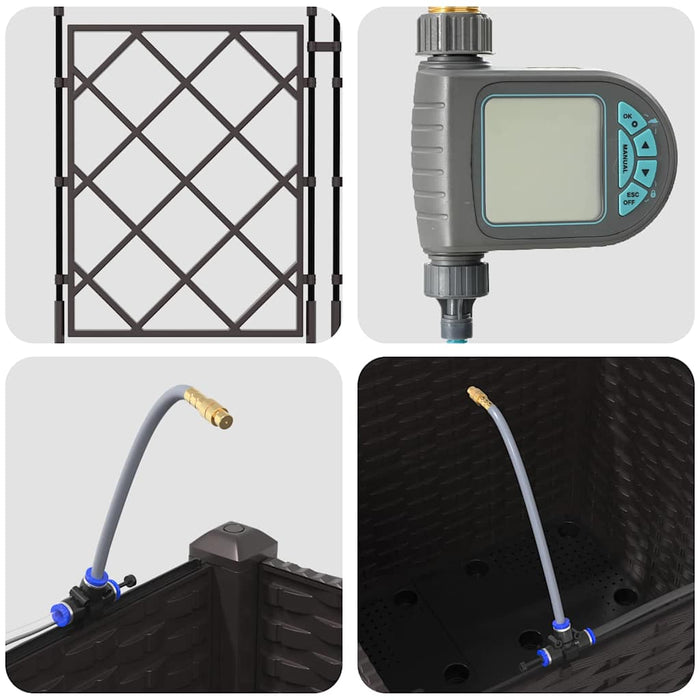 Vaso da giardino-Fioriera Esterno-Contenitore per Piante Marrone 40 x 40 x 142 cm Acciaio