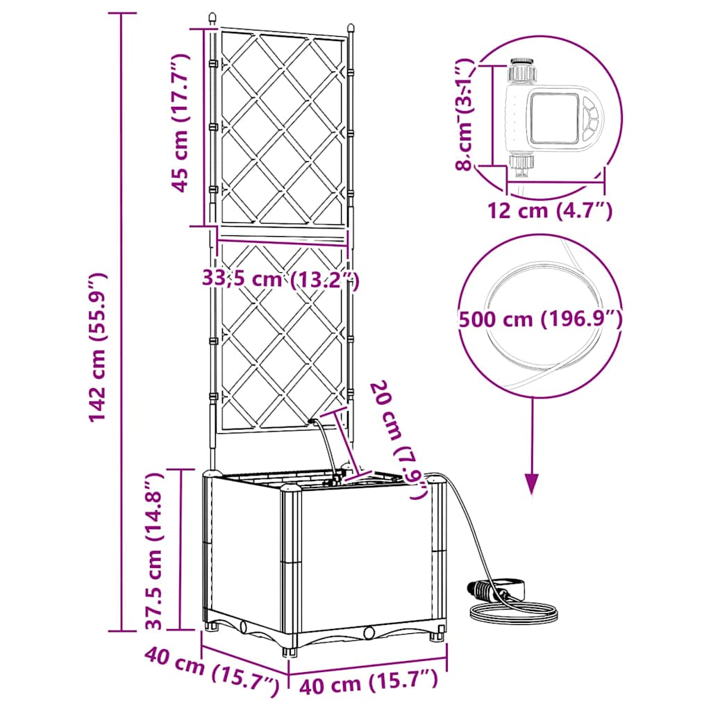 Vasi da giardino Marrone 40 x 40 x 142 cm Acciaio 42002826