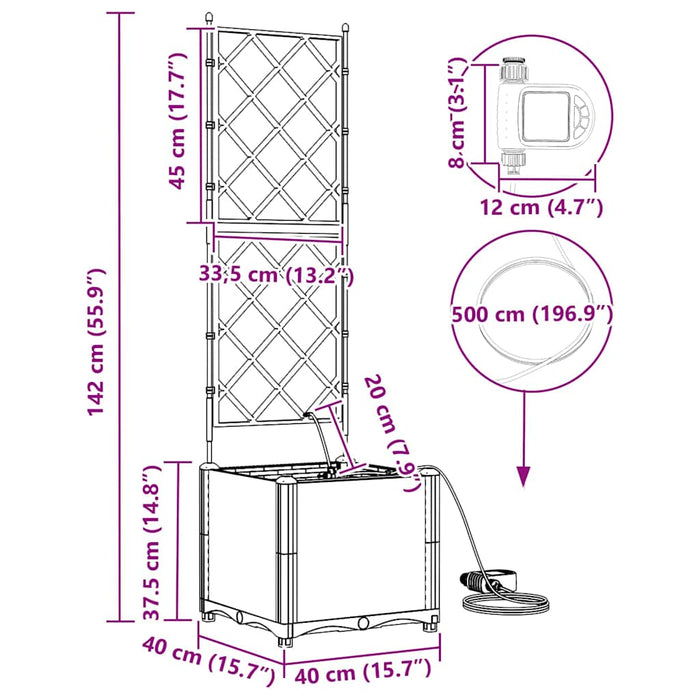 Vasi da giardino Marrone 40 x 40 x 142 cm Acciaio 42002826